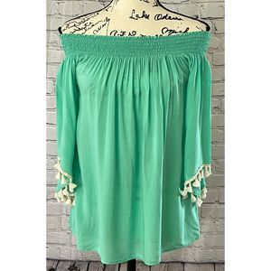 Pixi + Ivy Women’s Teal Off Shoulder Blouse (Size M)